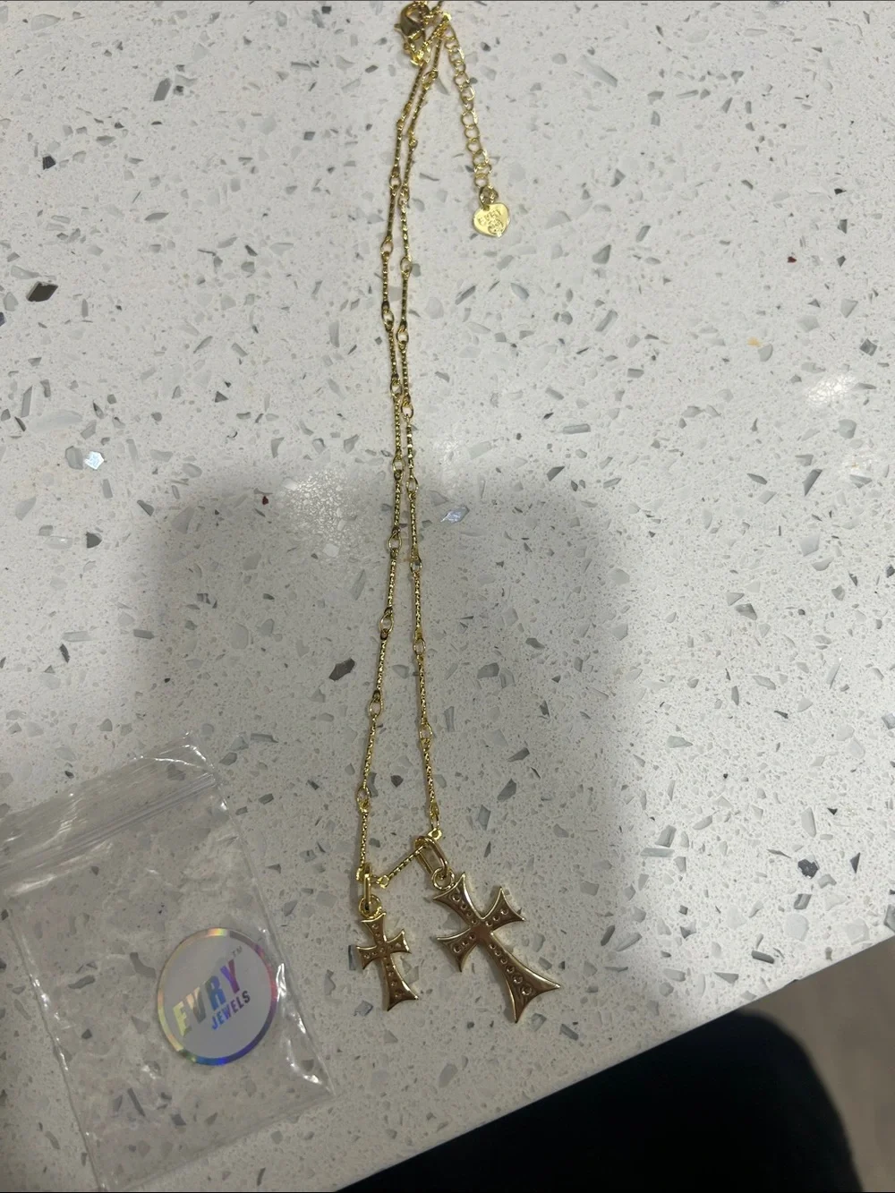 Double Gold Cross Necklace by Evry Jewels - Gold